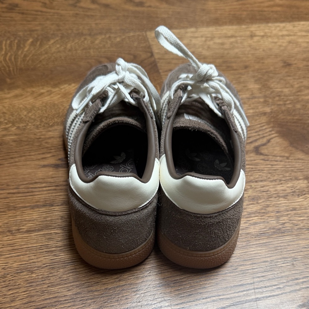 adidas Handball Spezial Suede Sneakers in Brown with Cream Stripes and Gum Sole - Picture 5 of 8